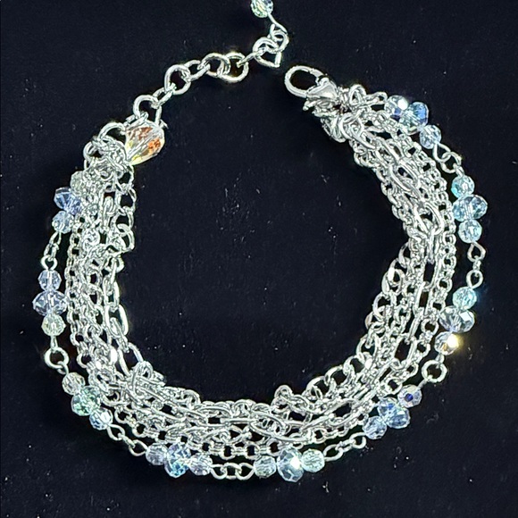 Kirk’s Folly Jewelry - C519 Kirk’s Folly Silvertone Chain and Aurora Borealis Bracelet 7-8”